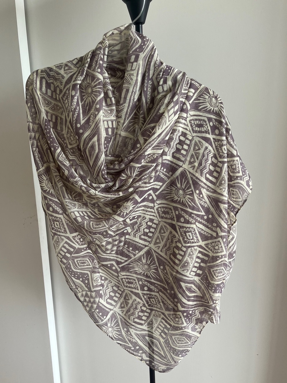 Modern Scarf Wrap Shawl Lavender Mauve Purple Cream Contemporary Print 37" x 70"